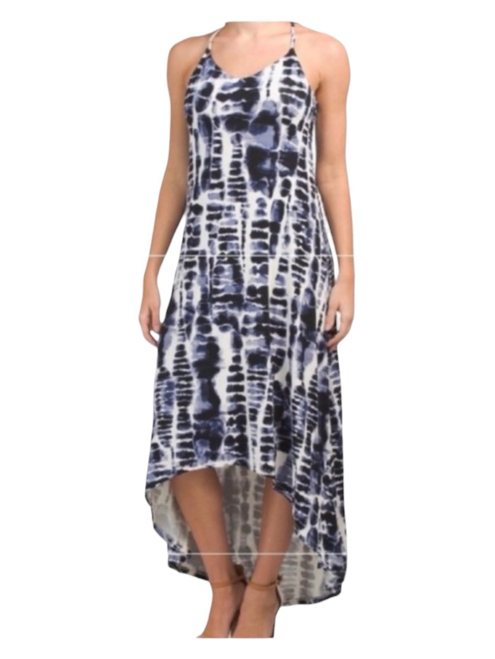 Nicole Miller Tie Dye High Low Maxi Dress Racerback Built-in Bra Large